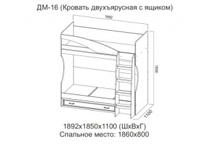 ДМ-16 Кровать двухъярусная с ящиком в Кусе - kusa.магазин96.com | фото